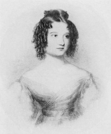 Un dessin d'Ada Byron (Augusta Ada King-Noel, comtesse de Lovelace), 17 ans, fille de Lord Byron.