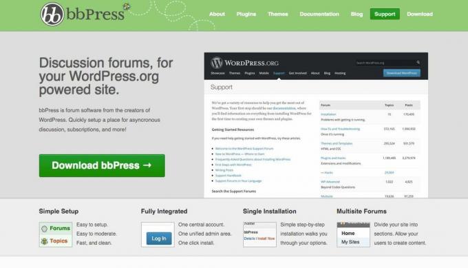 Capture d'écran de l'outil de forum en ligne gratuit bbPress
