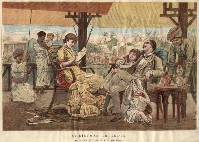 vers 1900: une famille britannique fête Noël en Inde.