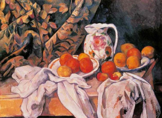 cezanne nature morte avec drapé et cruche