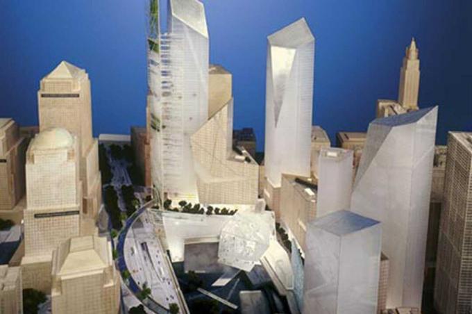 Modèle du plan directeur original du World Trade Center par Studio Libeskind décembre 2002 Présentation de diapositives