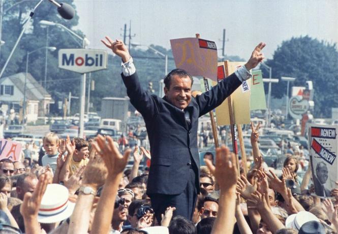 Richard Nixon en campagne électorale en 1968