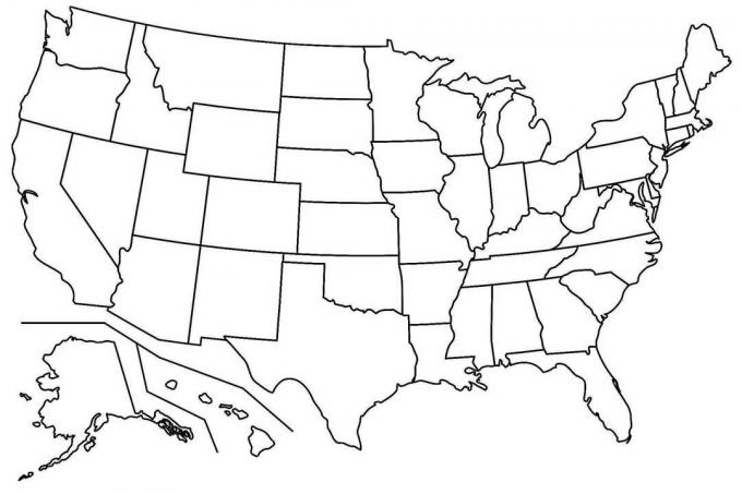 Carte vierge des États-Unis d'Amérique