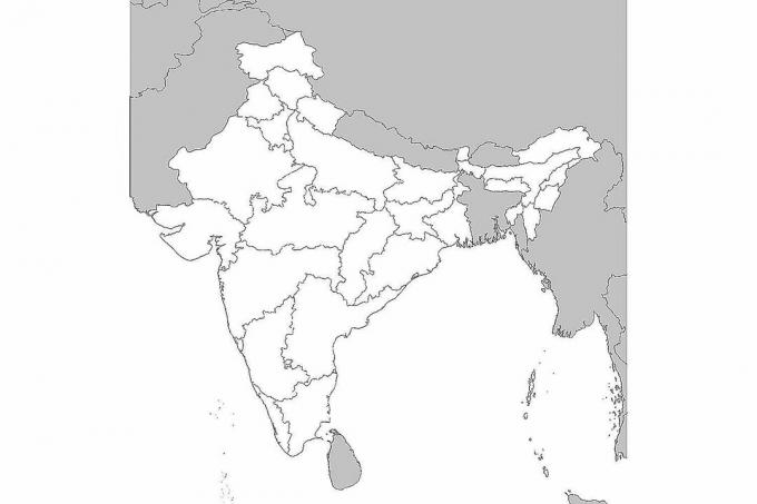 Carte vierge de l'Inde