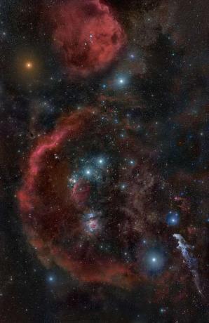 La constellation d'Orion et la Bételgeuse supergéante rouge.