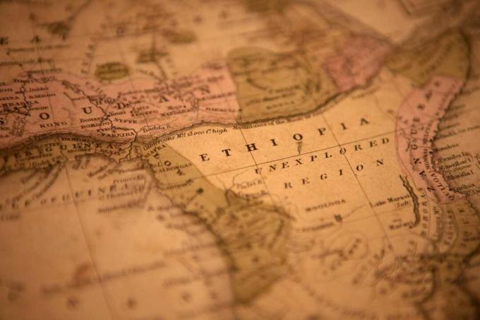 Une vieille carte montrant l'Ethiopie