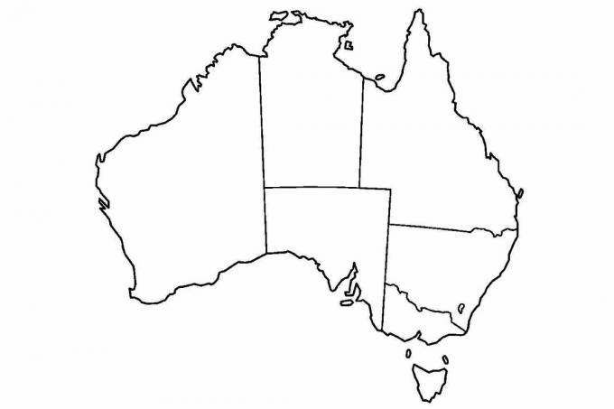 Carte vierge de l'Australie