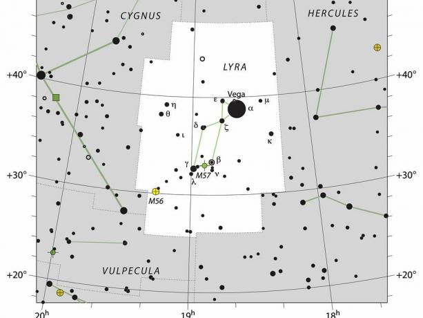 Le contour de la constellation de l'AIU de Lyra.
