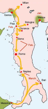 1348 La propagation de la peste noire à travers l'Italie