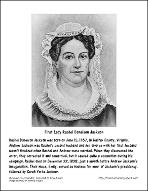 Coloriage de la première dame Rachel Jackson