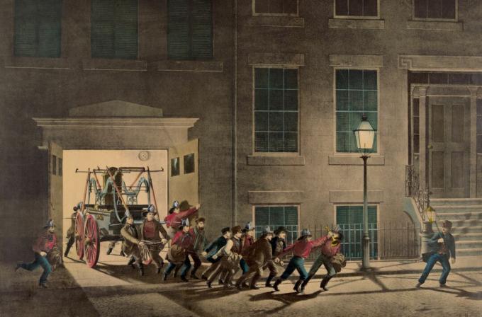 Lithographie de pompiers de la ville de New York