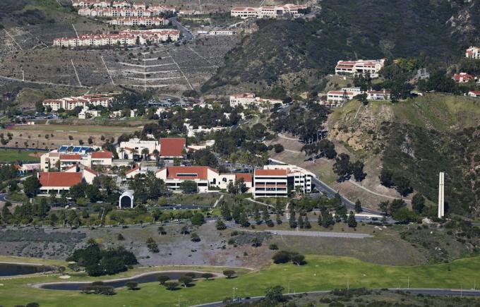 Vue aérienne du campus de l'Université Pepperdine, Malibu, Californie