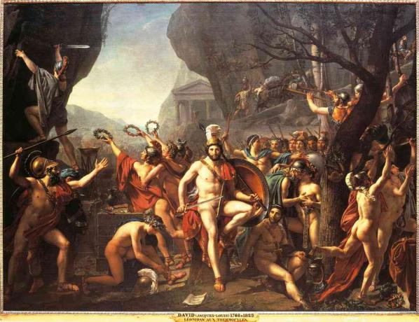 Leonidas à la bataille des Thermopyles. Jacques-Louis David (1748-1825), Musée du Louvre.