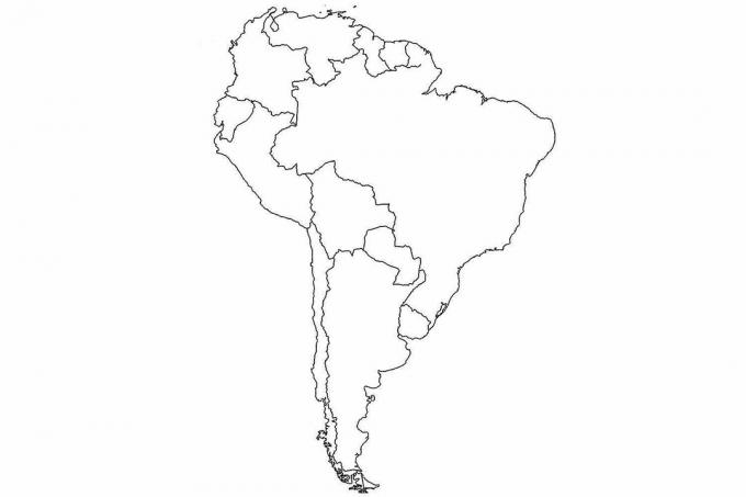 Carte vierge de l'Amérique du Sud