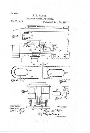 Granville T. L'invention de Woods pour le système télégraphique à induction a été brevetée en 1887