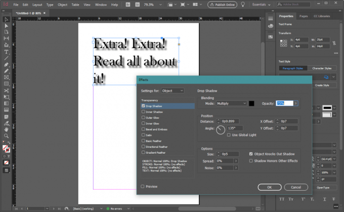 Ombre portée InDesign