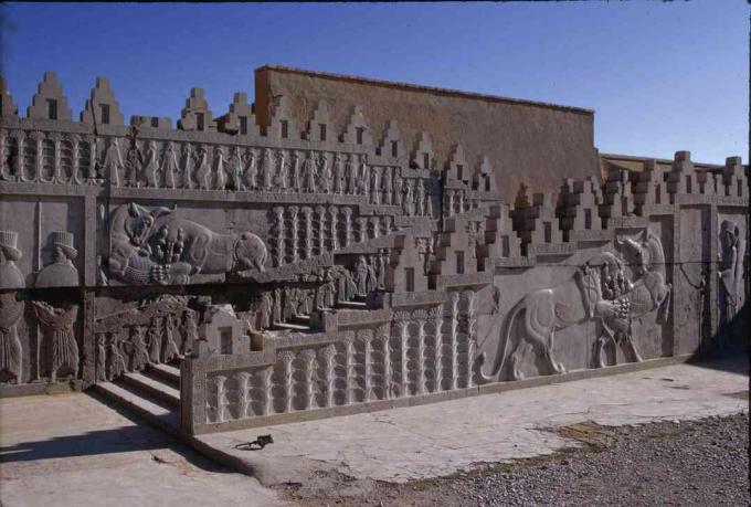 Sculpture en relief sur l'escalier Apadana à Persépolis