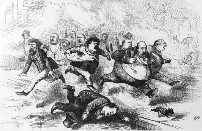 Thomas Nast caricature de l'anneau de Tweed intitulé Stop Thief