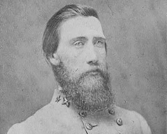 John Bell Hood dans un uniforme de l'armée confédérée, portrait en studio buste.