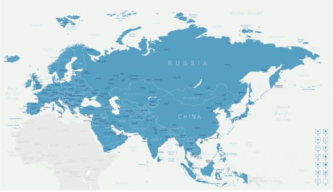 Carte numérique de la carte de l'Eurasie.