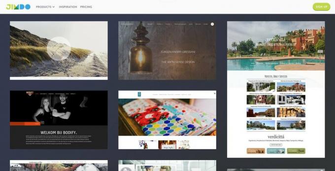 Une capture d'écran de Jimdo.com.