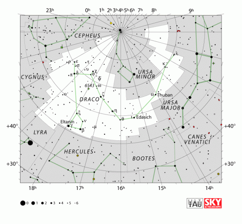 La carte de l'AIU pour la constellation Draco.