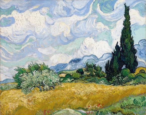 Peinture de champ de blé avec des cyprès par Vincent van Gogh