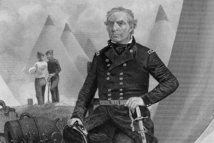 Portrait gravé de Zachary Taylor en uniforme militaire