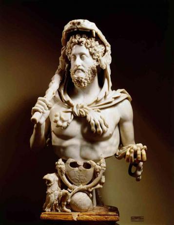 L'empereur Commode (160-192) déguisé en Hercule. Statue en marbre